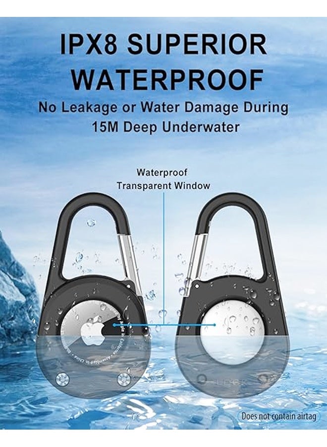 Air Tag Keychain with Carabiner,Thick Hard PC Air Tag Holder,IPX8 Waterproof,Secure Lock,Universal Wheel Key Chain - Image 4