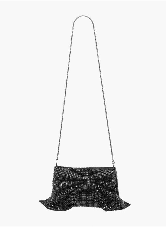 Celeste - Women Bow Embellished Crossbody Bag with Chain Strap - Image 1