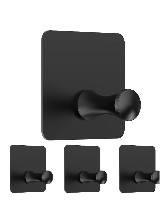 4 Pack Adhesive Hooks, Waterproof Rustproof Removable Hooks, Wall Hangers without Nails Self-Adhesive, Suitable for Bathroom, Kitchen, Door (Black) - Image 1