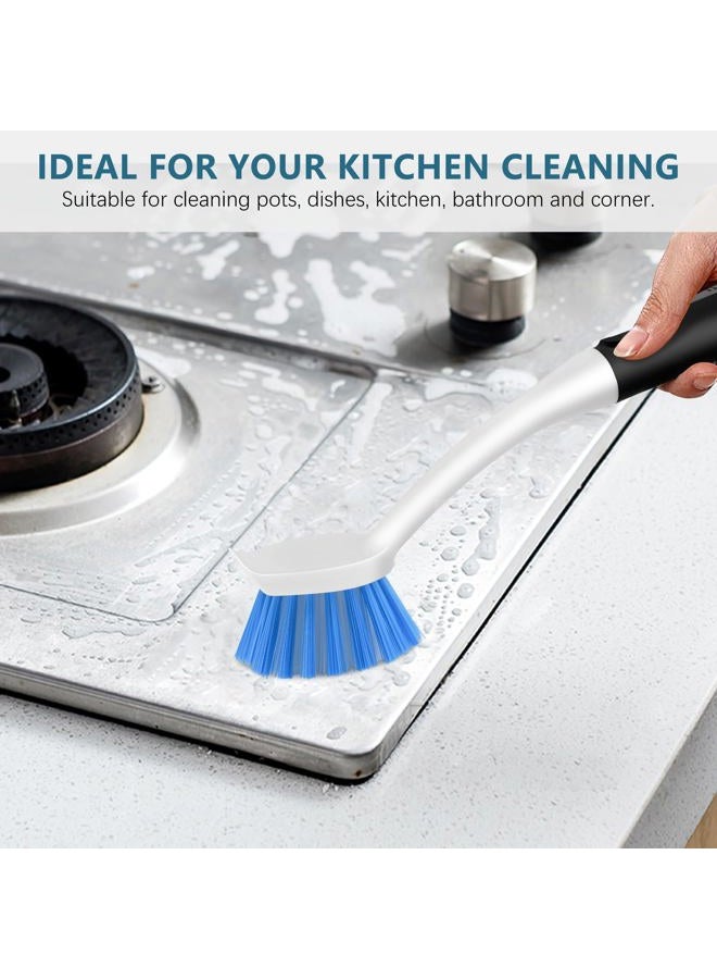 SetSail Dish Brush Set of 3 with Bottle Brush, Dish Scrub Brush with Long Handle Deep Cleaning Handle Brush with Scraper Tip for Kitchen Sink Dishes Bottle Cup Pot and Pans Tile Lines, Black Blue - Image 3