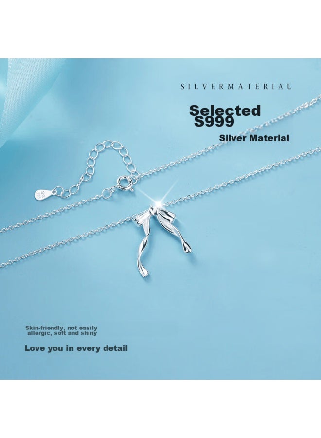 Manhe S999 Sterling Silver Necklace For Women,  New Pendant elry, Practical Birthday Gift For Wife Or Girlfriend - Image 4