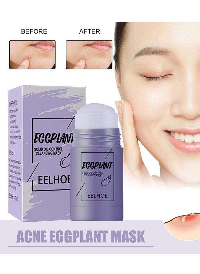 EELHOE Eggplant Mask Stick, Blackhead Remover Face Mask Clay Mask Purifying Oil Control Clean Solid Mask Moisturizing Acne Deep Pore Cleansing  - Image 1