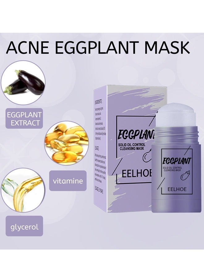 EELHOE Eggplant Mask Stick, Blackhead Remover Face Mask Clay Mask Purifying Oil Control Clean Solid Mask Moisturizing Acne Deep Pore Cleansing  - Image 3