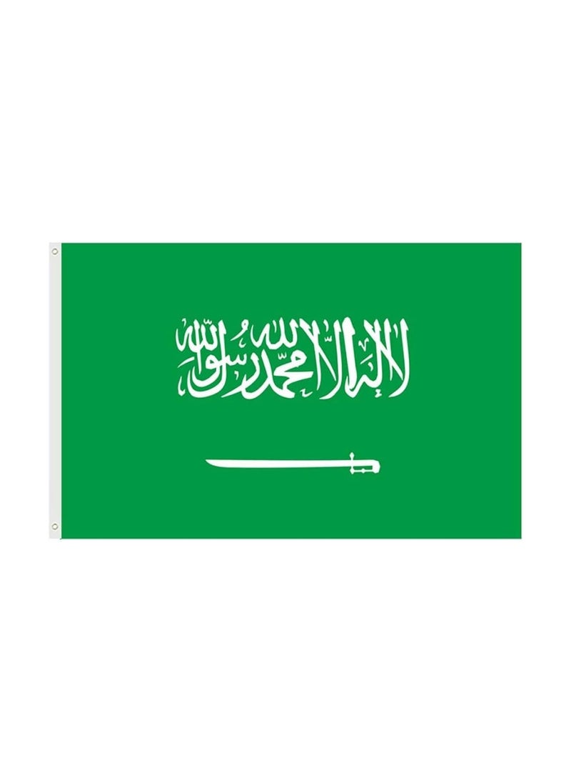 PRINTSHOP4ME Saudi Flag 3x5ft Outdoor or Indoor Flag for Sport Events and Home - Polyester - Size 90x150cm - Perfect for Sports Fan Flag 
