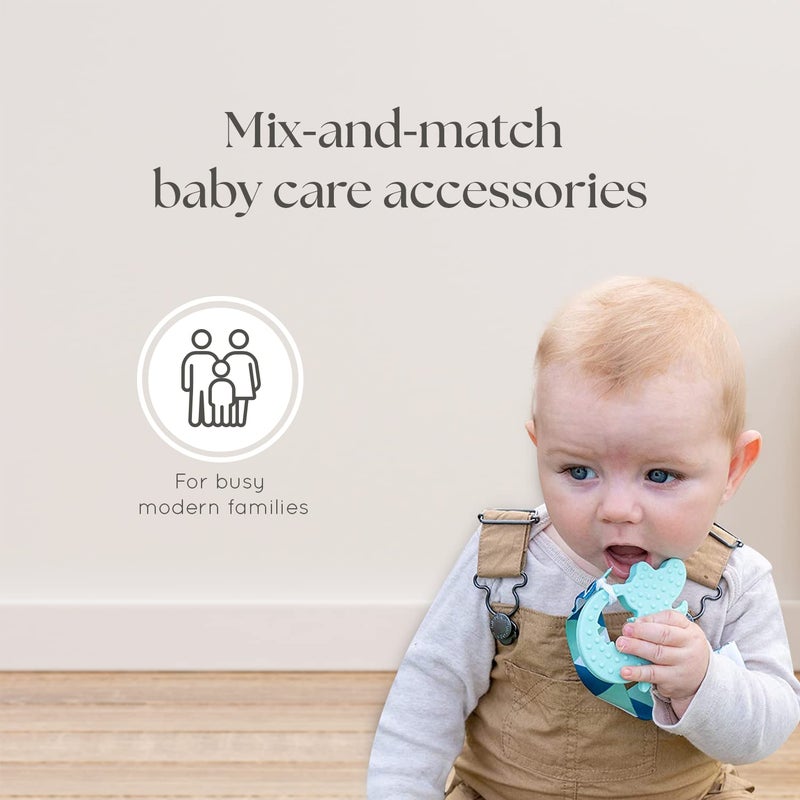 Dodo Babies Baby Shower Gifts - Teething Toy & Pacifier Clip Set - 6-Piece Multicolor Silicone - Pacifier Clip, Baby Teether & Binky Holder - Universal Leash & Water-Resistant Case - Image 2