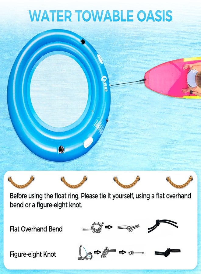 EKEPE Round Inflatable Water Hammock, 7ft Heavy Duty Tanning Pool Lounger Sunchill Float Ring, Adults Inflatable Floating Dock for Pool, Lakes, Oceans, Summer Party - Image 5