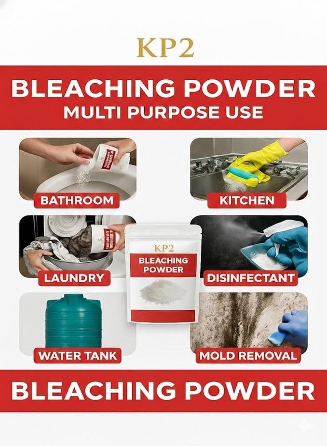 KP2 Bleaching Powder 200G for Bathroom & Floor Cleaning | Strong Stain Remover & Disinfectant | Multi-Purpose Cleaning Powder for Tiles, Toilet, Laundry & Water Tank | High Purity Grade 1 Bleach - Image 2