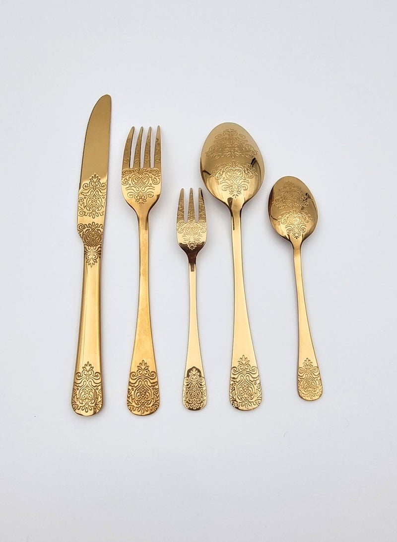 Sets Of Golden Forks And Spoons With Distinctive Engravings  - Image 2