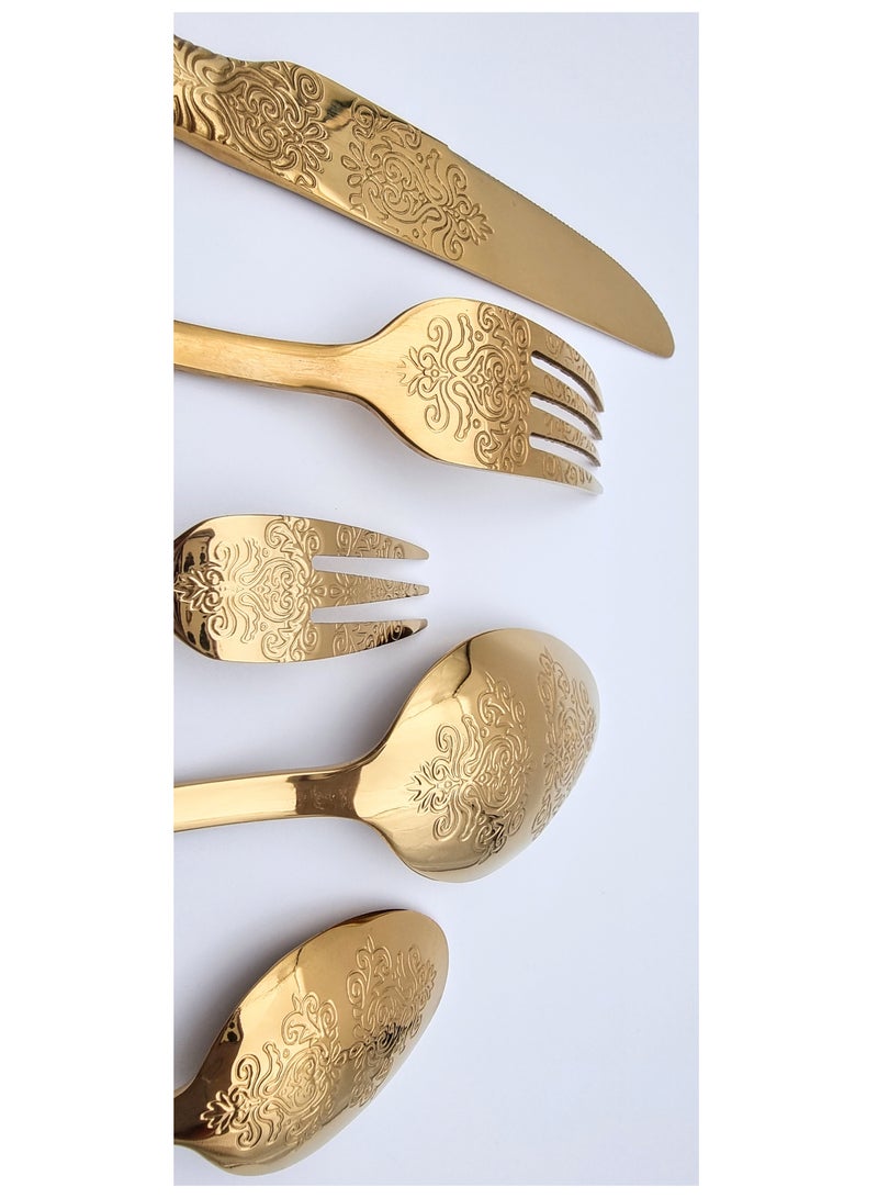 Sets Of Golden Forks And Spoons With Distinctive Engravings  - Image 3