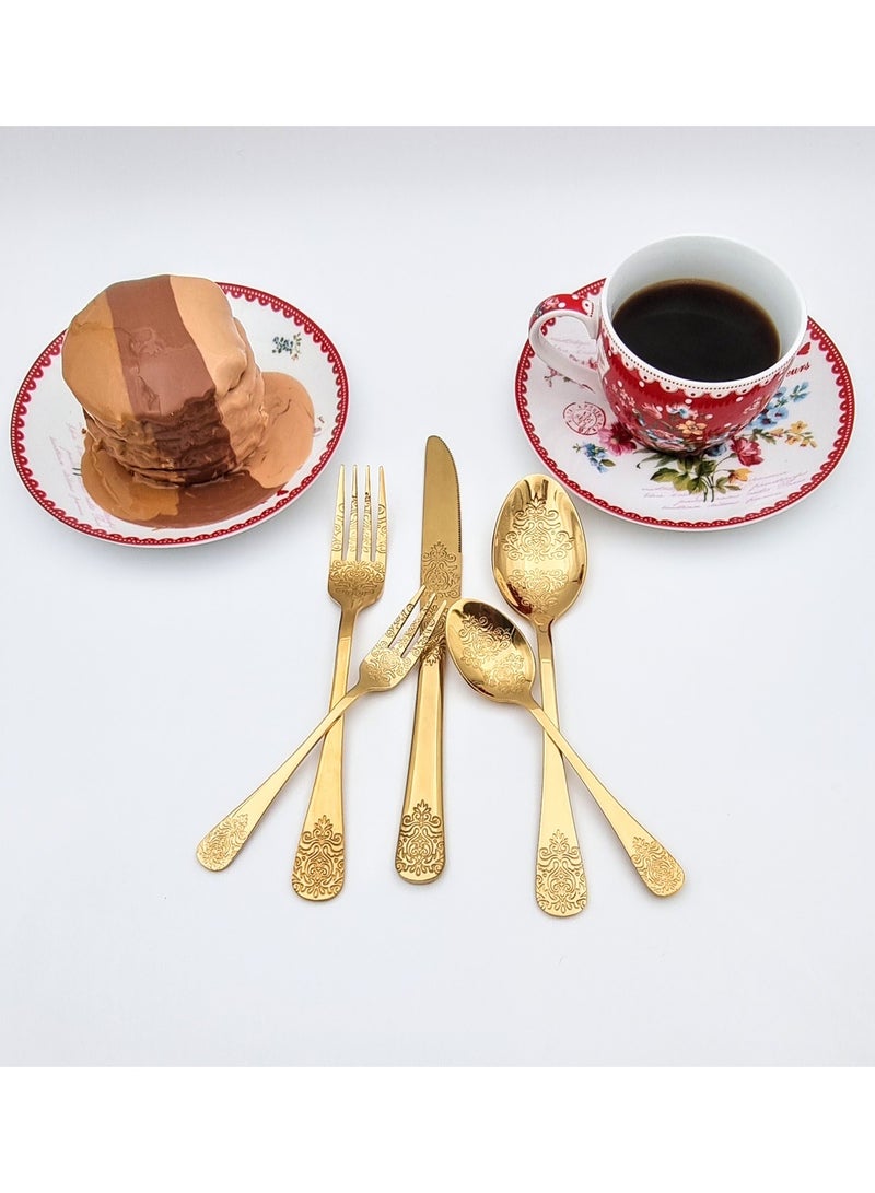 Sets Of Golden Forks And Spoons With Distinctive Engravings  - Image 4