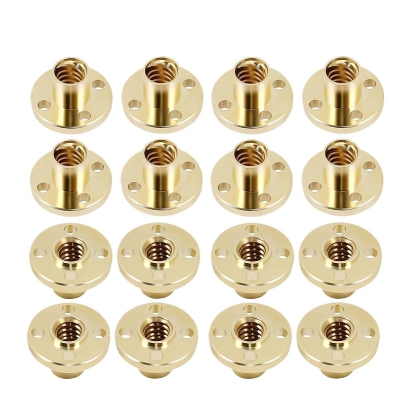 T8 Trapezoidal Lead Screw Brass Nut 2mm Pitch 8pcs Set for CNC 3D Printer Stepper Motors - Image 1