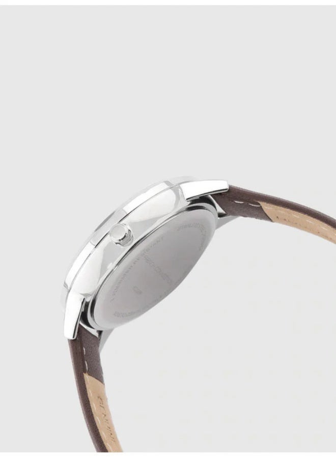 French Connection Women's Silver Dial Brown Leather Strap Analog Watch 36.5mm - Image 2
