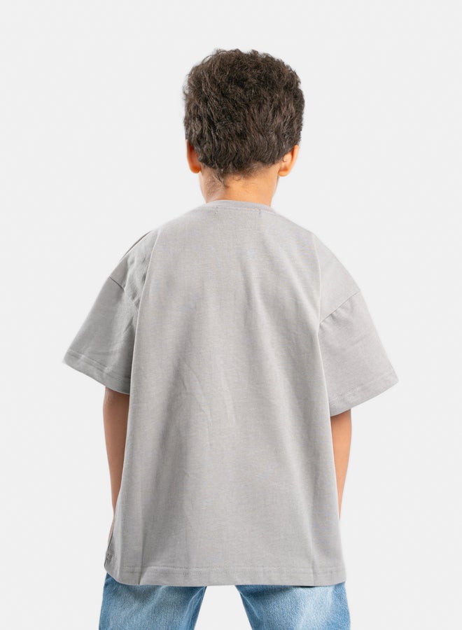 أورغندي تي شيرت باللون الرمادي الفاتح - Image 3