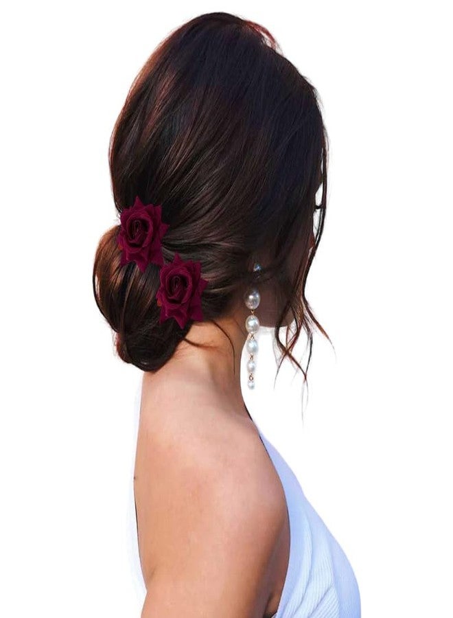 Hair Flare Rose Hair Accessories Combo Pack, 1 Rubber Band, 1 Comb Slide, 1 Hair Clip, 1 Hair Pin_2479_Maroon - Image 3