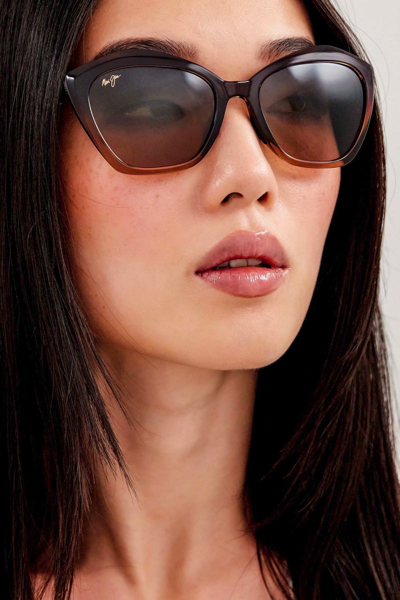 Maui Jim Women's Lotus Polarized Cat Eye Sunglasses, Chocolate Fade/HCL® Bronze, Medium - Image 3