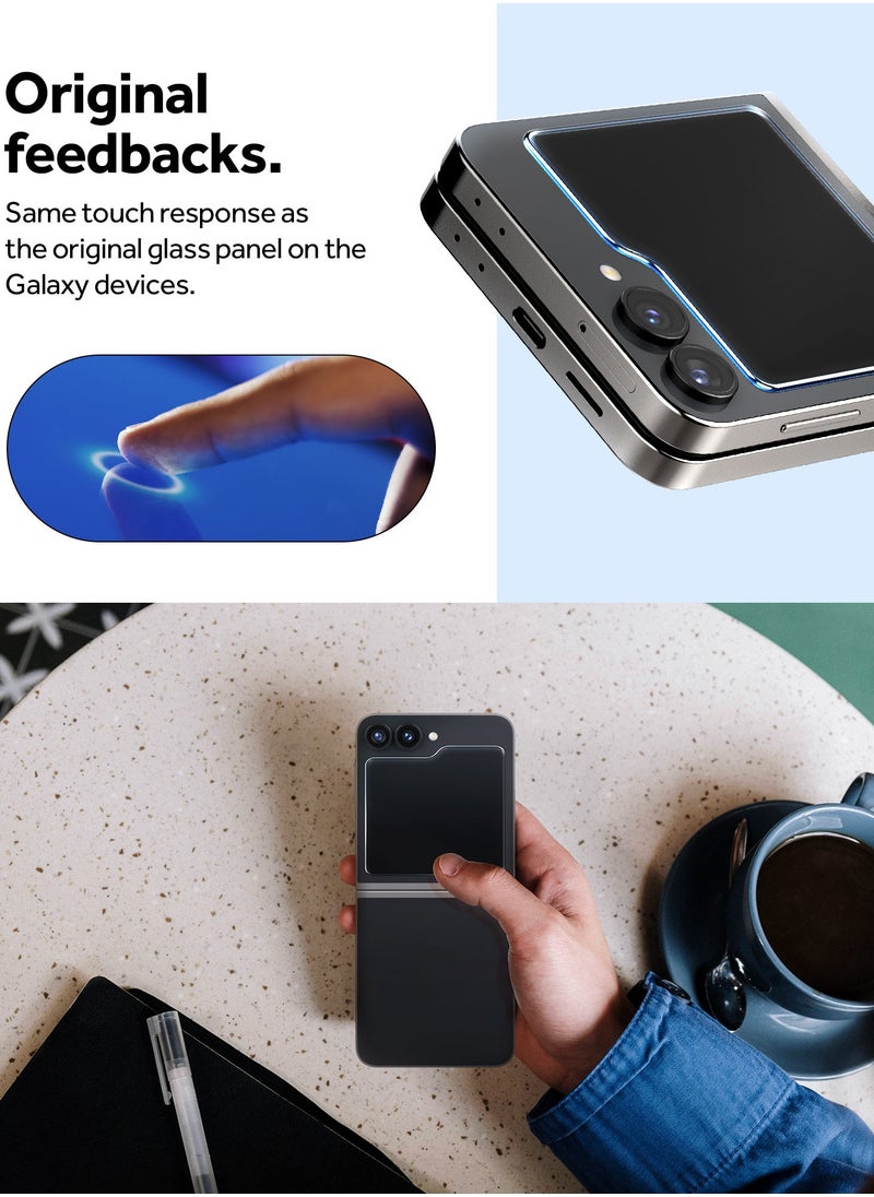 Snap Fit Samsung Galaxy Z Flip 6 Screen Protector Tempered Glass for outer Front Screen Easy Install Tray - [2 PACK]