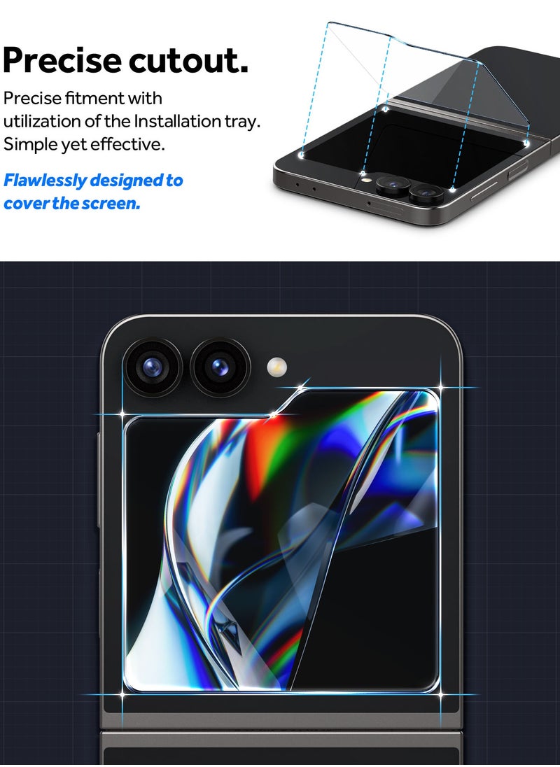 Snap Fit Samsung Galaxy Z Flip 6 Screen Protector Tempered Glass for outer Front Screen Easy Install Tray - [2 PACK]