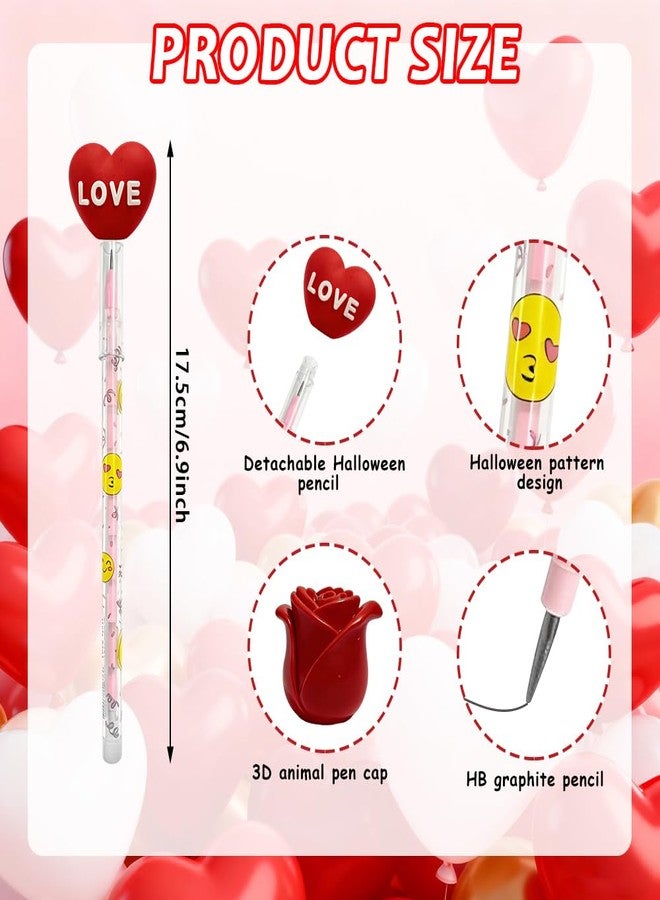 AWEELON 24 Pcs Valentine's Day Pencils Bulk Multi Point Push Pencils with for Valentine's Day - Image 2