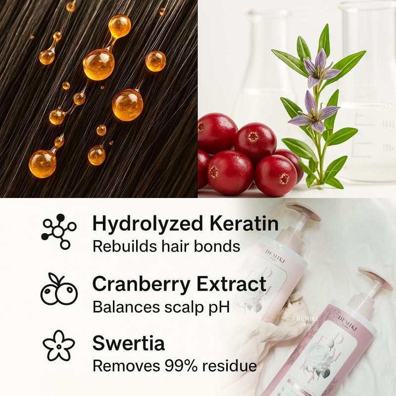 DEMIKI Japanese Shampoo and Conditioner Set for Women,Sulfate Free Shampoo for Oily Hair,Paraben Free, Sulfate Free, Rose Scent,Clarifying Shampoo Moisturizing and Volumizing Natural Hair Care,32oz - Image 3