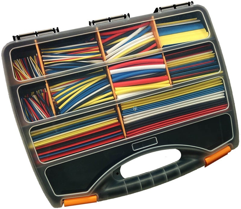 Electriduct Electriduct 590PCS Heat Shrink Tubing Kit 2:1 Ratio - Assorted Sizes Range: 3/64" to 1" (5 Colors: Black, Blue, Red,  - Image 1