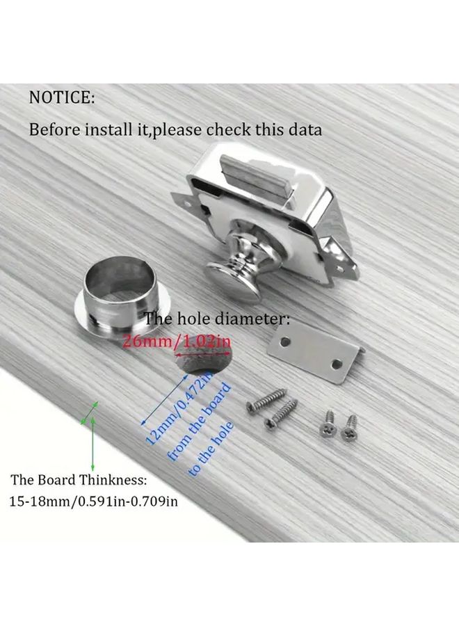 5pcs Chrome RV Cabinet Locks Keyless Push Button Latch For RV Yacht Motorhome Van - Image 4