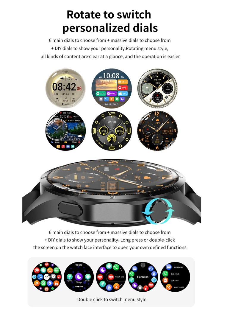 GULFLINK 2024 Round Shape Smart Watch For Men GT4 Pro Blood Oxygen Fitness Tracker Smartwatch- Black and Brown - Image 2