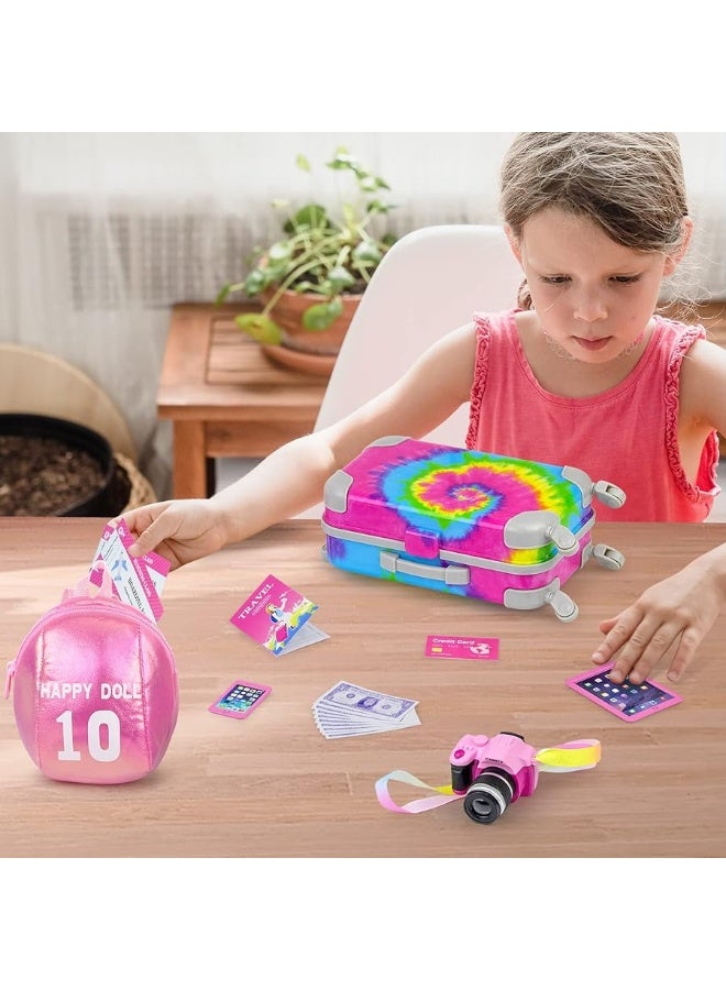 Ecore Fun 23 Pcs 18 inch Girl Doll Accessories Suitcase Travel Luggage Play Set  Girl 18 Doll Travel Carrier Storage Including Suitcase Clothes Shoes Backpack Camera Computer Cell Phone - Image 1