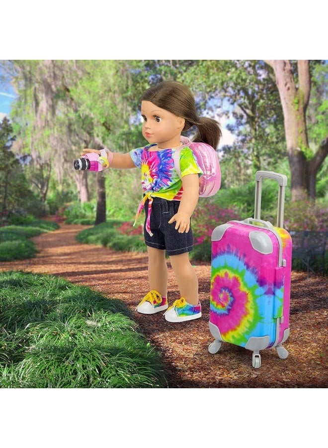 Ecore Fun 23 Pcs 18 inch Girl Doll Accessories Suitcase Travel Luggage Play Set  Girl 18 Doll Travel Carrier Storage Including Suitcase Clothes Shoes Backpack Camera Computer Cell Phone - Image 2