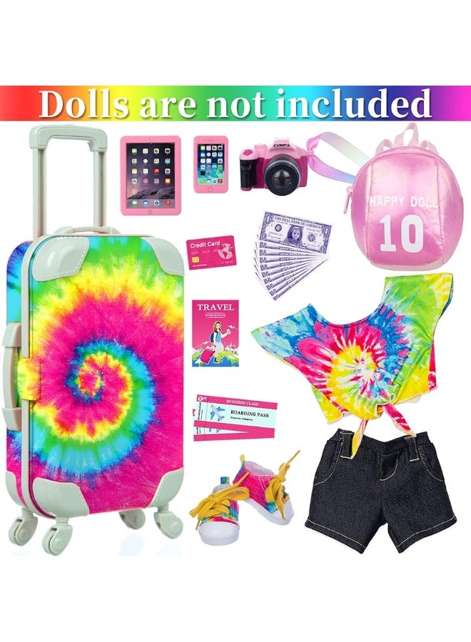 Ecore Fun 23 Pcs 18 inch Girl Doll Accessories Suitcase Travel Luggage Play Set  Girl 18 Doll Travel Carrier Storage Including Suitcase Clothes Shoes Backpack Camera Computer Cell Phone - Image 4