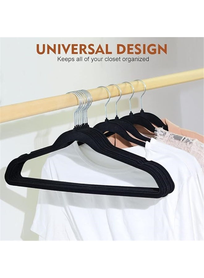 Velvet Hangers 20 Pack, Beige Non-Slip Coat Hangers 44.5cm with 360 Degree Rotatable Hook, Slim and Durable Hangers with Shoulder Notches Coat Pant All Clothes (Black 20 Pack) - Image 2