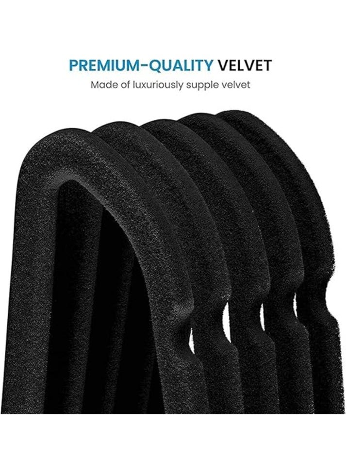 Velvet Hangers 20 Pack, Beige Non-Slip Coat Hangers 44.5cm with 360 Degree Rotatable Hook, Slim and Durable Hangers with Shoulder Notches Coat Pant All Clothes (Black 20 Pack) - Image 3
