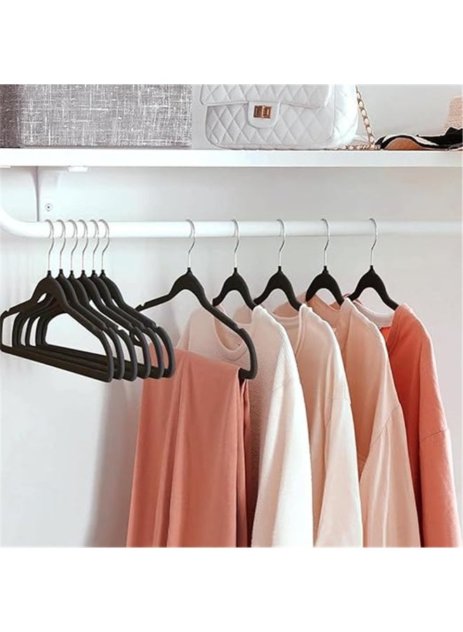 Velvet Hangers 20 Pack, Beige Non-Slip Coat Hangers 44.5cm with 360 Degree Rotatable Hook, Slim and Durable Hangers with Shoulder Notches Coat Pant All Clothes (Black 20 Pack) - Image 4