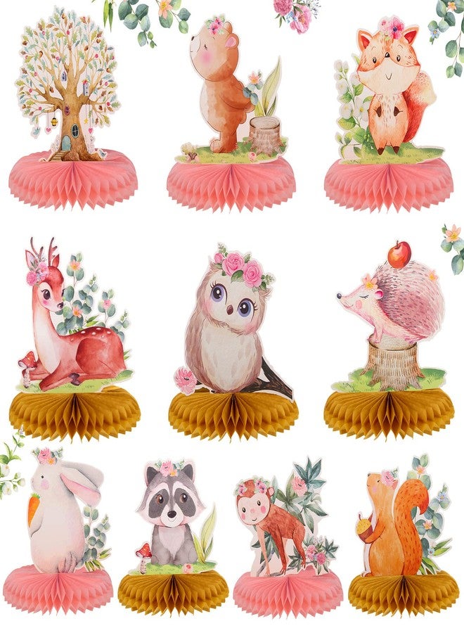 Yexiya 10 Pcs Woodland Animals Honeycomb Centerpieces 3D Table Topper Woodland Baby Shower Decorations for Floral Forest Theme Baby Shower Birthday Party Camping Decor - Image 1