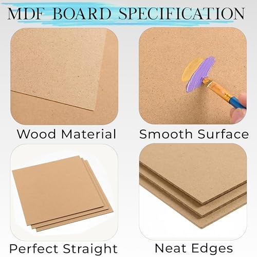 Eduway® A2 18x24 Inch MDF Board Wood Sheet for Mandala, Lippan, Resin Art & Craft, 4mm Thick, Pack of –6 - Premium Cardboard Material for Art , Artists and Craft Students - Hard Cutout in Small and Large Sizes (45x60 cms). - Image 4
