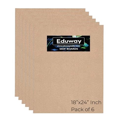 Eduway® A2 18x24 Inch MDF Board Wood Sheet for Mandala, Lippan, Resin Art & Craft, 4mm Thick, Pack of –6 - Premium Cardboard Material for Art , Artists and Craft Students - Hard Cutout in Small and Large Sizes (45x60 cms). - Image 1