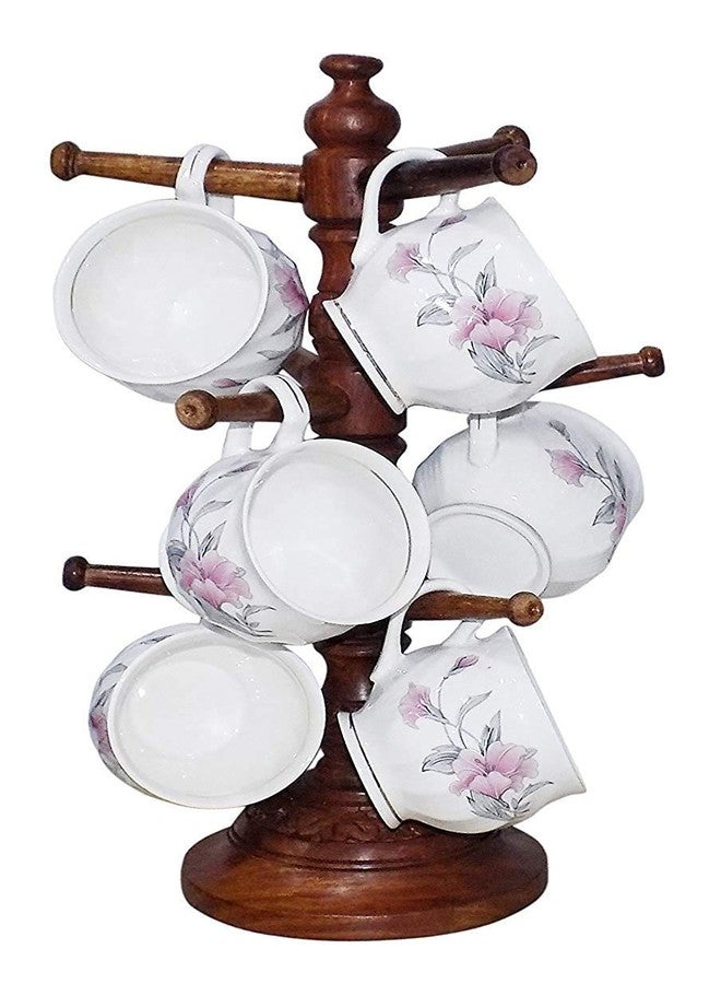 ISKA Handmade Wooden Cup Holder/Stand with Carving. (Cups and Accessories are Not A Part of Product) Cutlery Racks - Image 1