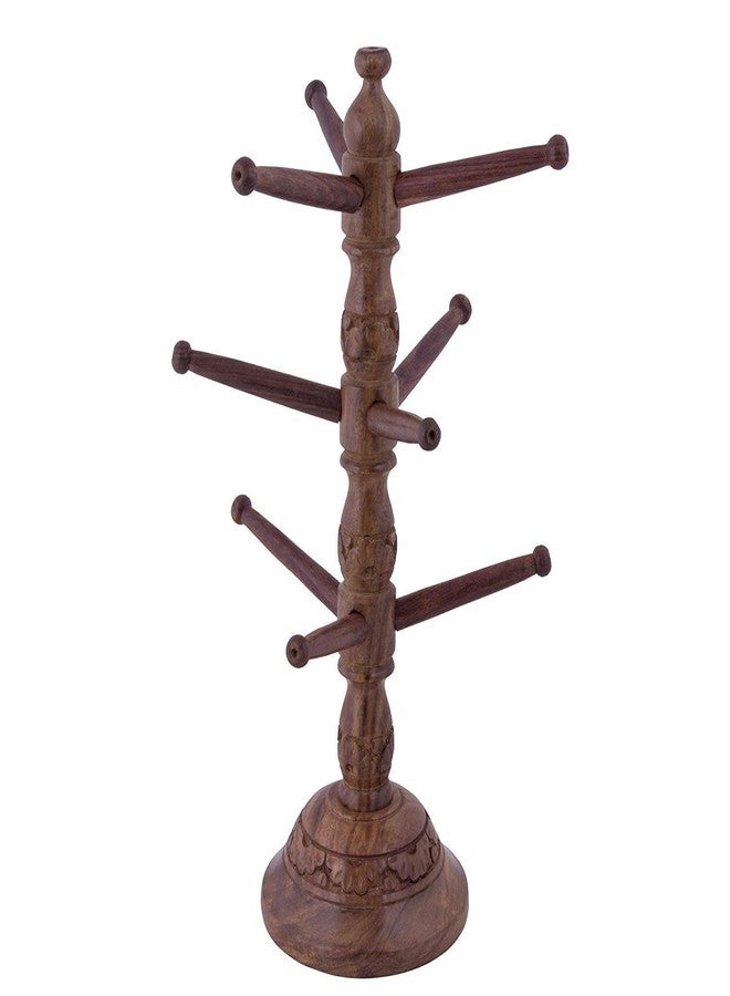 ISKA Handmade Wooden Cup Holder/Stand with Carving. (Cups and Accessories are Not A Part of Product) Cutlery Racks - Image 3