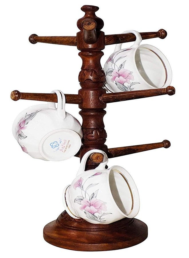 ISKA Handmade Wooden Cup Holder/Stand with Carving. (Cups and Accessories are Not A Part of Product) Cutlery Racks - Image 2