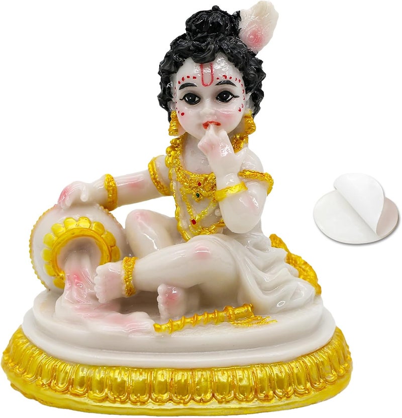 alikiki Indian God Baby Krishna Statue - 4.1" H Handmade Hindu Idol Krishna Figurine for Car Dashboard India Home Office Mandir Temple Pooja Item Murti Puja Product Diwali Gifts - Image 1