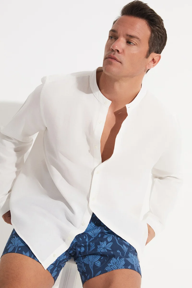 JUNE Men's Regular Fit Patterned Denim Shorts