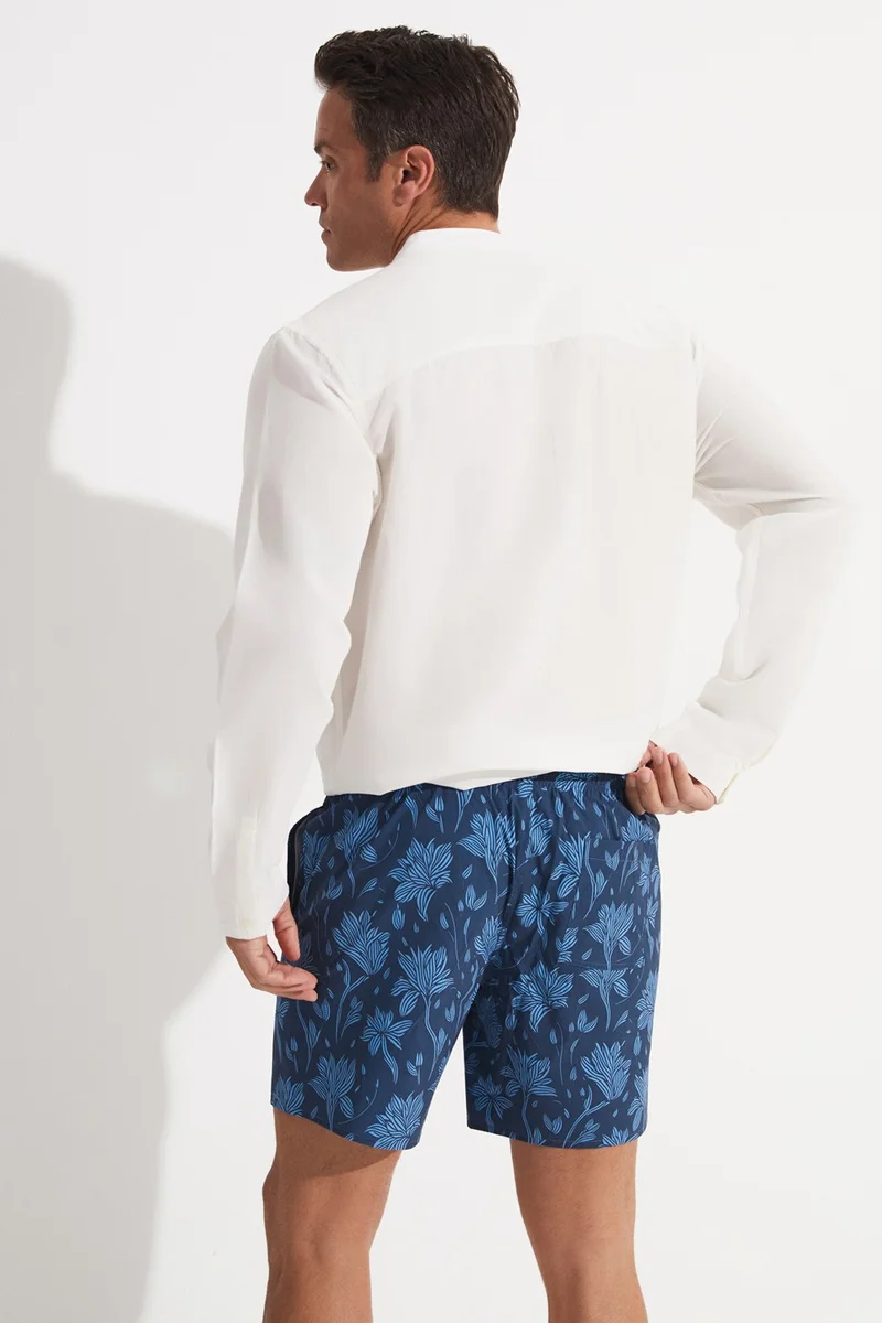 JUNE Men's Regular Fit Patterned Denim Shorts