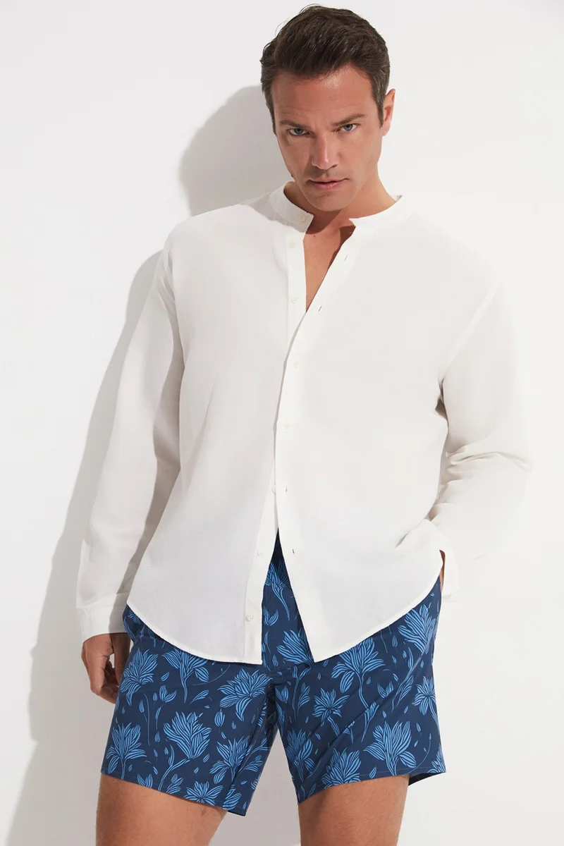 JUNE Men's Regular Fit Patterned Denim Shorts