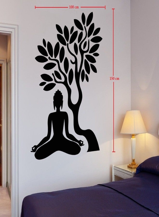 Asmi Collections PVC Wall Stickers Meditating Buddha Under a Tree - Image 2