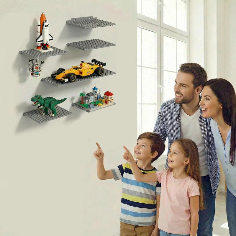 TERDEWE 12 Pack Floating Shelves for Wall Display&Storage Compatible with Lego Building Bricks, Dual-Sided Wall Shelf with 16x13 Studs for Lego Shelf Display,Room Decor,Grey - Image 2