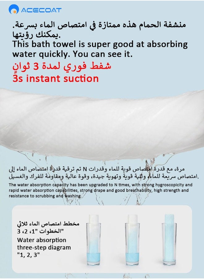 ACECOAT Disposable Bath Towels, 140*65cm  Large Durable Portable Thicken Individually Wrapped Bath Towels, Pure Cotton Body Towel with Powerful Water Absorption, Portable Travel Towel for Travel,Hotel, Trip, Camping  - Image 5