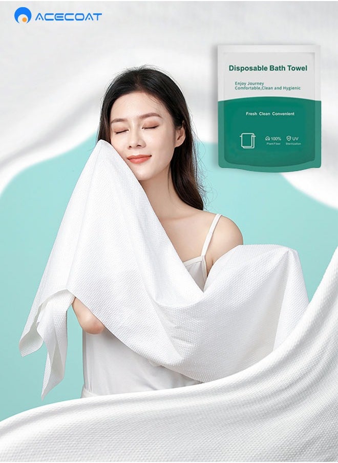 ACECOAT Disposable Bath Towels, 140*65cm  Large Durable Portable Thicken Individually Wrapped Bath Towels, Pure Cotton Body Towel with Powerful Water Absorption, Portable Travel Towel for Travel,Hotel, Trip, Camping  - Image 1