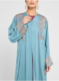 hayas closet Printed Flared Sleeve Abaya  - Image 3