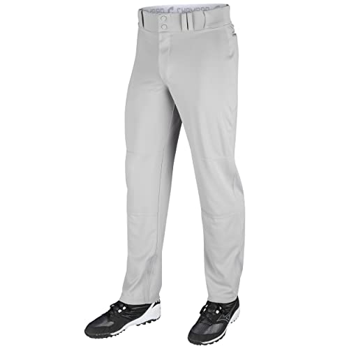 Champro Triple Crown OB Open-Bottom Loose-Fit Baseball Pant in Solid Color with Adjustable Inseam and Reinforced Sliding Areas, Grey, Adult Small - Image 1