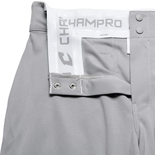 Champro Triple Crown OB Open-Bottom Loose-Fit Baseball Pant in Solid Color with Adjustable Inseam and Reinforced Sliding Areas, Grey, Adult Small - Image 5