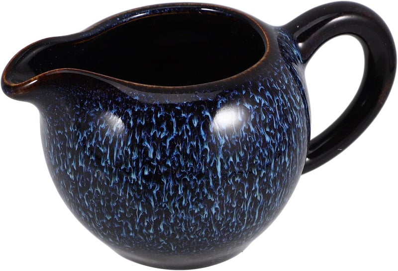 Ceramic Gravy Boat with Handle Small Sauce and Milk Pitcher Porcelain Creamer Jug for Salad Dressing and Coffee Serving at Home Or Café - Image 1